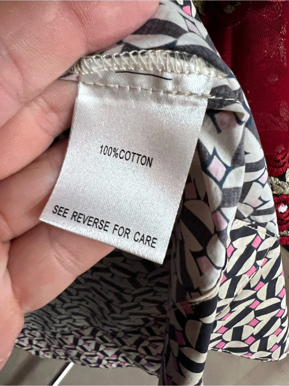 TYLER BOE Navy, Pink, and Cream Preppy Covered Button Front Pleated Yoke Top, 8 - Picture 15 of 16